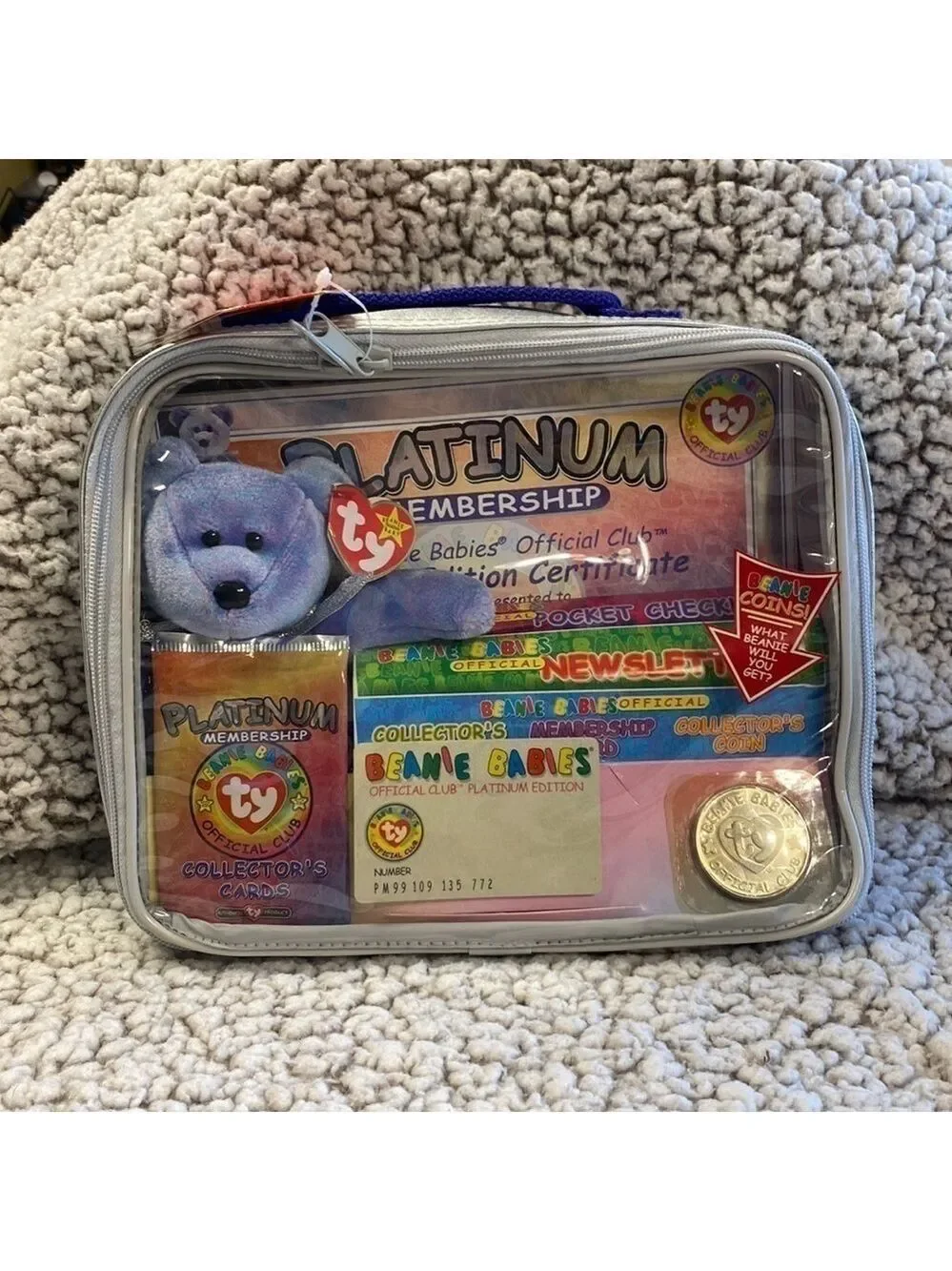 *RARE RETIRED* 1999 Official Beanie Babies Club Platinum Edition